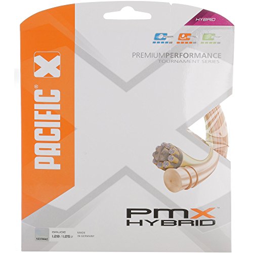 Pacific PC-2350.00.00 PMX Hybrid - Cuerda para Raqueta de Tenis (6,50 m x 6,50 m), Color Natural y Naranja