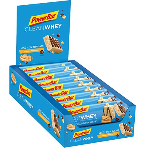 PowerBar Clean Whey Cookies&Cream 18x45g - Barras de Proteína con Bajo Contenido de Azúcar
