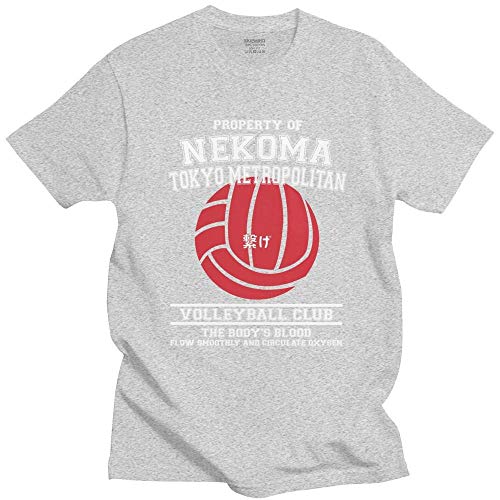 Propiedad de Nekoma Tokyo Metropolitan Volleybal Club Camiseta Hombres algodón Manga Japonesa Haikyuu Camiseta Cuello Redondo Camiseta de Manga Corta