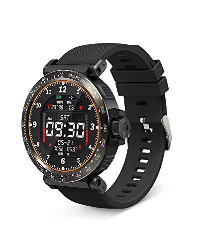 Smartwatch, BlitzWolf Reloj Inteligente IP68 Impermeable HD Pantalla Táctil Completa de 1.3 Pulgadas, Pulsera Actividad con Pulsómetro, Podómetro, Monitor de Sueño, Reloj Deportivo Hombre Mujer(Negro)