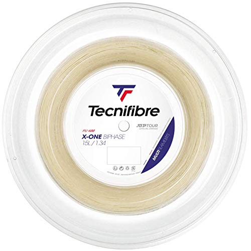 Tecnifibre Cordage de Tennis-Bobine 200M-X-ONE BIPHASE1.34 Cuerda de Tenis, Unisex Adulto, Natural, 1.34 / 200m