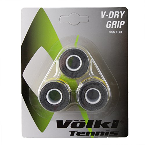 Völkl Overgrip Dry-Grip 3er - Mango de Raqueta de Tenis, Color Negro, Talla Standard