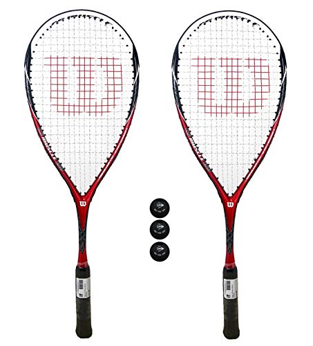 Wilson K115 - Juego de 2 raquetas y 3 pelotas de squash