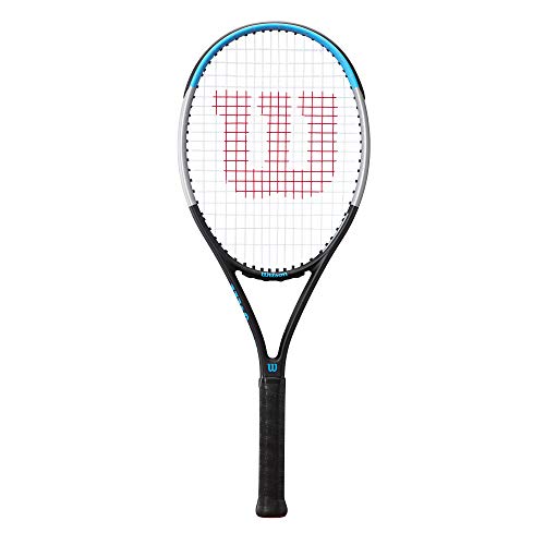 Wilson Raqueta de tenis, Ultra Power 100, Jugadores de nivel intermedio, Compuesto de fibra de carbono y basalto, Azul/Negro/Gris, WR055010U3