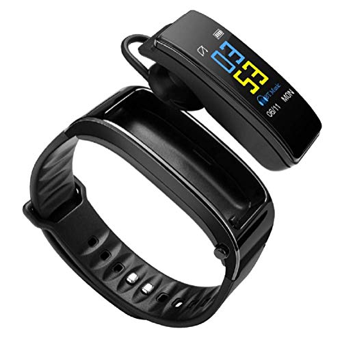 Y3 Smart Bracelet Fitness Tracker 2 en 1 Smartwatch Auriculares con presión Arterial Monitor de Ritmo cardíaco Llamadas Manos Libres Pulsera Auricular Bluetooth Pulsera Podómetro (Negro)