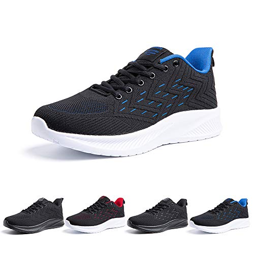Zapatillas Running Hombre Bambas Zapatos para Correr y Asfalto Aire Libre y Deportes Calzado Casual Tenis Outdoor Gimnasio Sneakers Negro Gris Azul Número 38-48 EU Azul 38