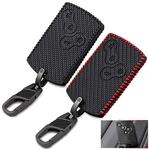 4 Buttons Carbon Fiber Style Leather Car-Styling Key Cover Case Protector For Renault Clio Logan Megane 2 3 Koleos Scenic Card Redline