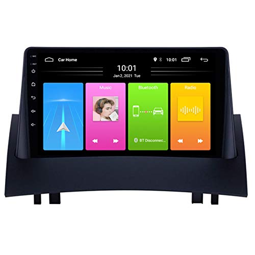Android Autoradio Radio Double DIN Sat Nav para Renault Megane 2 Navegación GPS 2.5D Pantalla Táctil Reproductor Multimedia FM Am DVD Video Receiver(Color:4G+WiFi 2G+32G)