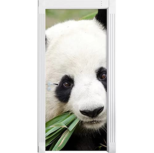 Autoadhesivo renovar Panda bambú decoración del hogar 3d pegatina de puerta impresión arte papel impermeable Mural armario renovación calcomanía imagen