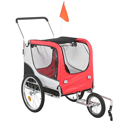 AYNEFY - Remolques para bicicleta, 2 en 1, carrito de 3 ruedas, carrito para perros, carrito de gato, carro multifuncional, con carga de 40 kg
