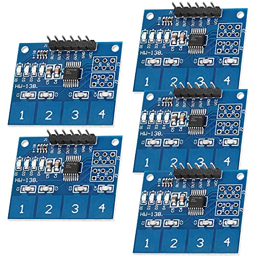 AZDelivery 5 x TTP224 Panel capacitivo de 4 canales con sensor táctil digital para Arduino y Raspberry Pi con eBook incluido