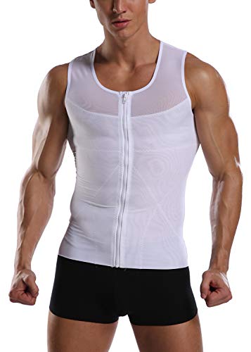 Camiseta de manga corta para hombre, adelgazante, adelgazante y adelgazante Blanc#zf Small-Medium