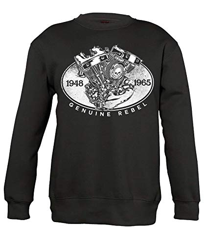 Camiseta y jersey de metal genuino Rebel para motociclistas, chopper Rider, ciclomotor, Rocker, Rocker 5. Suéter. L