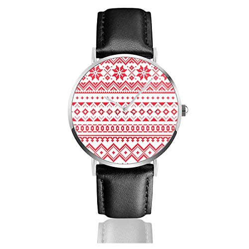 Correa de Cuero Relojes de Pulsera Laponia Sami de Invierno Casual Reloj de Cuarzo de Acero Inoxidable para Negocios