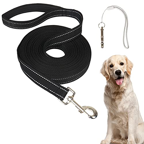 Correa reflectante para perros Plus con sonido ajustable, silbato para perros, cuerda de 10 m,1 mosquetón, adecuado para perros pequeños, medianos y grandes.