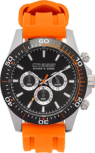 Cressi Nereus Watch Reloj Cronógrafo Submarino Profesional 200 m / 20 ATM, Unisex-Adult, Negro/Naranja, Un tamaño