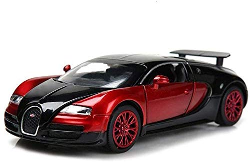 Fundición A Presión De Aleación De Luz Y Sonido Tire hacia Atrás del Coche De Juguete Modelo De 13.6X6x4cm Modelo De Coche Modelo del Coche Bugatti Veyron 01:32 Analógico,Rojo