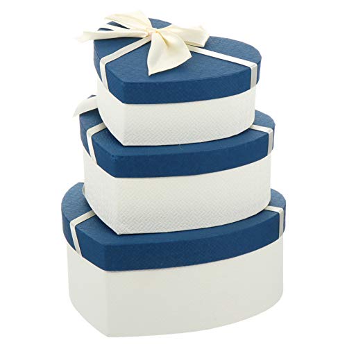 GARNECK Cajas de Regalo en Forma de Corazón de 3 Piezas con Cinta de Cubierta para Bodas Día de San Valentín Azul Beige 2