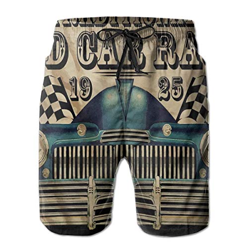 Hombres Swim Trunks Shorts de Playa Colorido Van y Remolque en Tonos Oscuros Tema de Viaje Vacaciones de Verano XXL