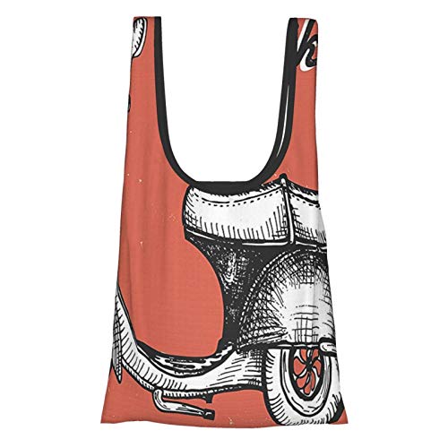 J-shop Vintage Decor Retro Scooter Sign For Bike Bicycle Rent Classic Grunge Illustration Art Red Black White Reusable Grocery Bags, Eco-Friendly Shopping Bag