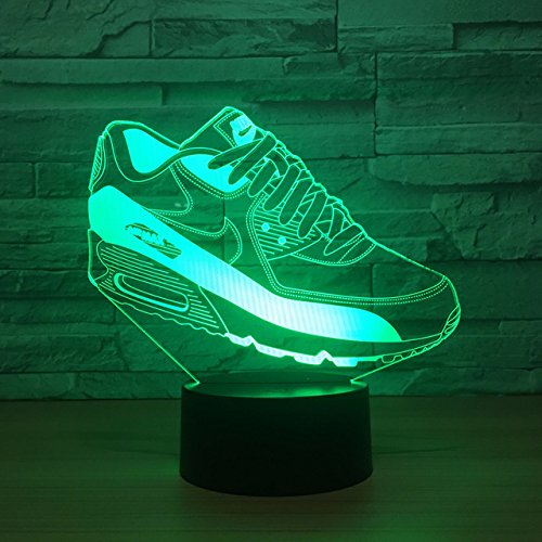 Jinson well 3d Zapatillas de gimnasia lámpara de mesa luz nocturna cambio de 7 colores LED luz de noche para Decor Regalo