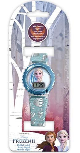 Kids Licensing |Reloj Digital Niños | Reloj Frozen II |Diseño Efecto Glitter |Reloj Infantil con Luz | Reloj de Pulsera Infantil Ajustable| Bisel Decorado | Reloj de Aprendizaje | Licencia Oficial