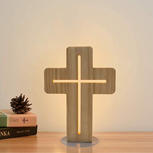 Lámpara de noche de madera en forma de cruz, Coopark 3D LED óptica luz nocturna, decoración de habitación personalizada, el mejor regalo de jubilación cristiana para mujeres amigas