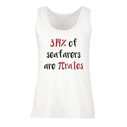 lepni.me Camisetas sin Mangas para Mujer 3.14% de los Marineros Son Pi-Rates Matemáticas Cuota de Humor (XX-Large Blanco Multicolor)