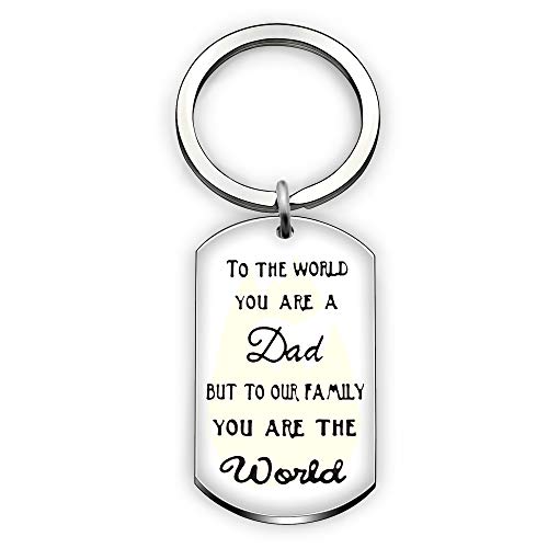 Llavero de padre con anillo, regalo del día del padre, padre, padre, familia, llavero, soporte – para el mundo que eres un papá, pero para nuestra familia, eres el mundo
