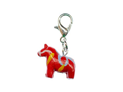 Miniblings Caballo de Dala del Encanto Colgante de lengüeta de Arrastre cerámica roja Pony Suecia Burro