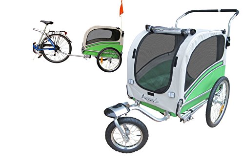 Polironeshop Argo - Remolque y carrito para bicicleta para el transporte de perros, VERDE, Medium