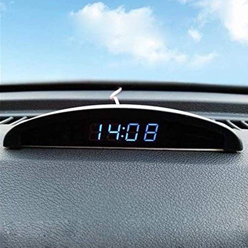 Reloj de bolsillo y pulsera Coche termómetro digital reloj del reloj luminoso del LED Digital del voltímetro un coche 12V Mini en tiempo reloj digital exhibe el reloj del automóvil ( Color : White )