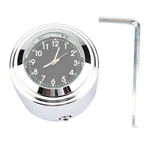 Reloj para Montar en el Manillar de la Motocicleta Reloj de Cuadrante con Reloj de Instalación y Ajuste de Tiempo Preciso para Manillar de 7/8"1" (22 mm, 25 mm)(White)