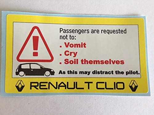 SCOOBY MAD Calcomanía divertida para salpicadero de coche para Renault Clio 182, diseño de trofeo de carreras