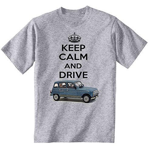 TEESANDENGINES - Camiseta para hombre Renault 4 GTL 1983 Keep Calm Grey Gris gris 4XL