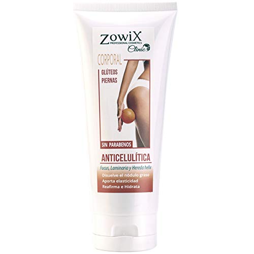 ZOWIX Anticelulítica reductora intensiva. Crema corporal para combatir la celulitis y la grasa localizada. GLÚTEOS, ABDOMEN Y PIERNAS. Reafirmante y reductora natural. Sin Parabenos. 200 ml.