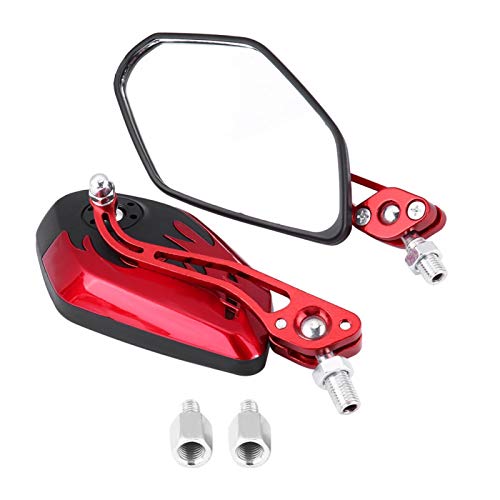 1 par de espejos retrovisores universales para motocicleta, espejo retrovisor con diseño de llama con tornillos para la mayoría de motocicletas y scooters(rojo)