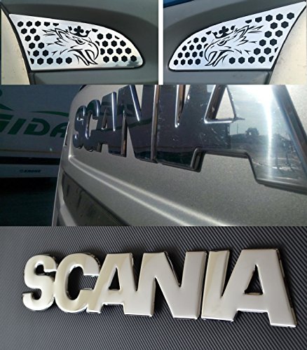 3 decoraciones de acero inoxidable pulido espejo para SCANIA R P 2004-2009 camiones superior cubiertas OEM 1466031 + 3D cubierta de placa frontal