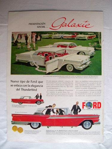 Antigua Hoja Publicidad Revista - Advertising Magazine Old Sheet : GALAXIE, THUNDERBIRD, Automoviles Ford. Año 1959