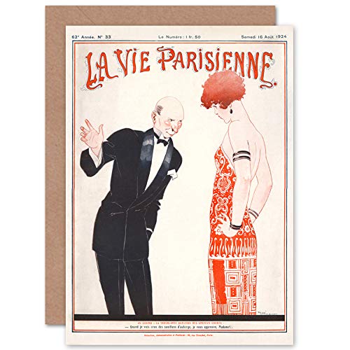 Artery8 La Vie Parisienne Casino Couple Magazine Cover Sealed Greeting Card Plus Envelope Blank Inside París Portada de la Revista Cubrir