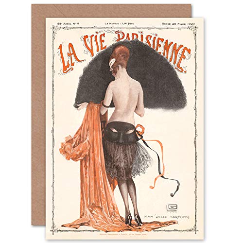 Artery8 La Vie Parisienne Mademoiselle Tartuffe Magazine Cover Sealed Greeting Card Plus Envelope Blank Inside París Portada de la Revista Cubrir