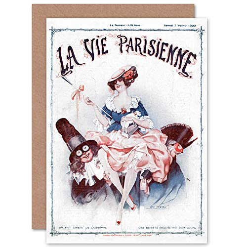 Artery8 La Vie Parisienne Shepardess Kidnapped by Wolves Magazine Cover Sealed Greeting Card Plus Envelope Blank Inside París Portada de la Revista Cubrir