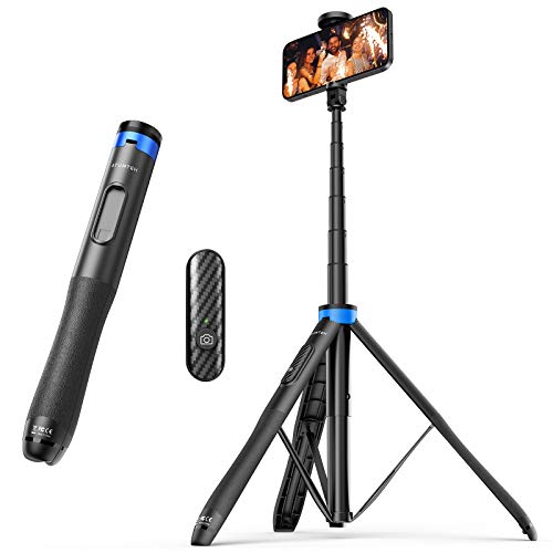 ATUMTEK Palo Selfie Trípode 130cm – Palo Selfie para Móvil con Bluetooth, con Aluminio Resistente y Trípode de Patas Antideslizantes para iPhone/Android, Grabación de Videos, Vlogs - Azul