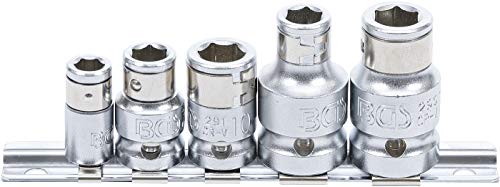 BGS 70103 | Juego de adaptadores de puntas con bola de retención | 6,3 mm (1/4") / 10 mm (3/8 pulgadas) / 12,5 mm (1/2 pulgadas) | 5 piezas