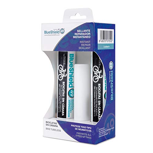 Blueshield 49 ® Sealants - Líquido antipinchazos preventivo y reparador Especial para Bicicletas. Sellante Permanente instantáneo. Fórmula patentada certificada en Laboratorio.