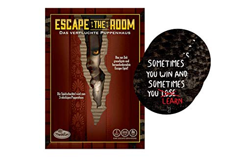 Collectix Ravensburger 76371 Thinkfun Escape The Room 3: Das verfluchte Muñechaus + 4 x pegatinas de salida para juego de mesa a partir de 13 años