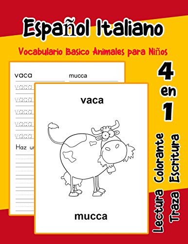 Español Italiano Vocabulario Basico Animales para Niños: Vocabulario en Espanol Italiano de preescolar kínder primer Segundo Tercero grado: 5 (Vocabulario animales para niños en español)