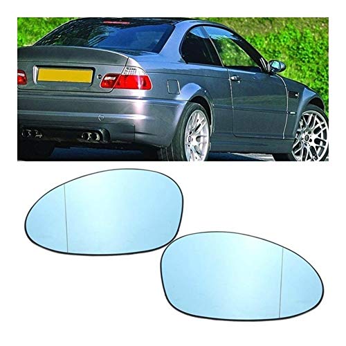 Espejo lateral de vidrio Compatible con BMW M3 E46 2001 2002 03 04-2006 1 par izquierdo del conductor retrovisor derecho ala puerta del espejo de cristal lateral azul antideslumbrante Tinted climatiza