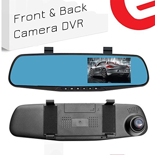 Ezonetronics - Grabadora de vídeo para coche Full HD 1080P - LCD para los espejos frontal y retrovisor del coche con doble lente | Cámara grabadora para vehículos