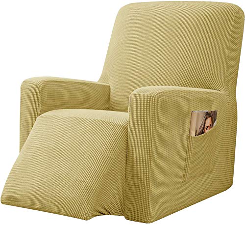 Fundas para silla reclinable de jacquard de elastano elástico de 1 pieza, fundas para sofá, funda reclinable, protector de muebles con bolsillo lateral inferior elástico, apto para la funda del sofá